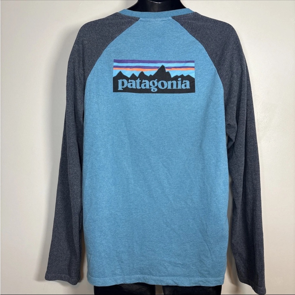 Patagonia Mens size L P-6 Logo Uprisal Crew sweatShirt ls organic cotton bl blue